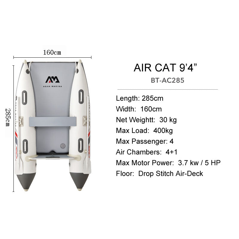 AQUA MARINA inflatable boat AIRCAT double tube drop stitch floor catamaran dinghy raft fishing boat water sport